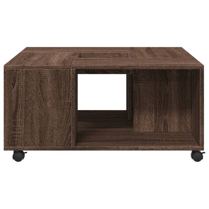 Table basse chêne marron 80x80x40 cm bois d'ingénierie - Photo n°4