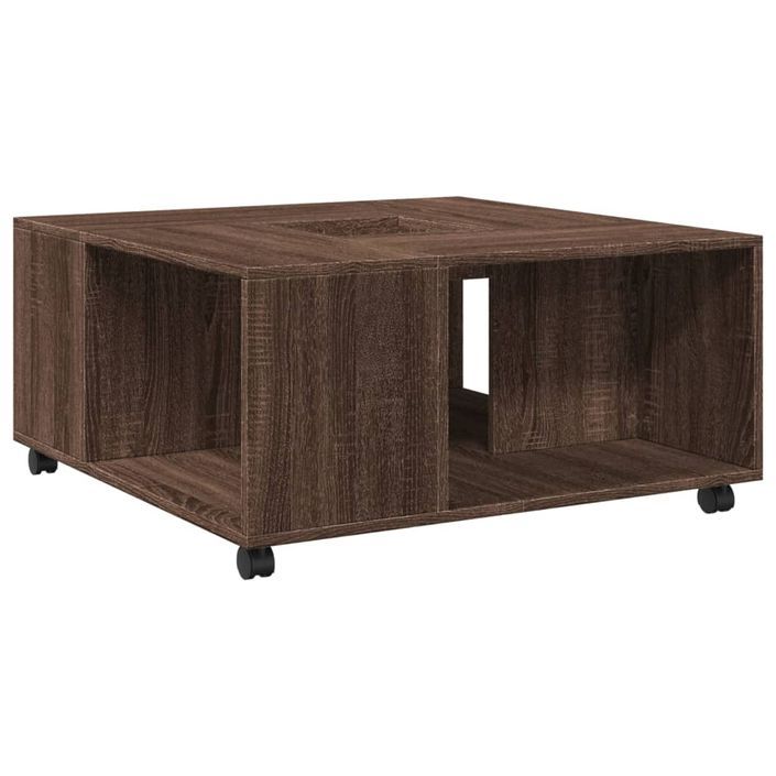 Table basse chêne marron 80x80x40 cm bois d'ingénierie - Photo n°6