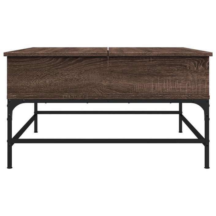 Table basse chêne marron 80x80x45 cm bois d'ingénierie et métal - Photo n°5