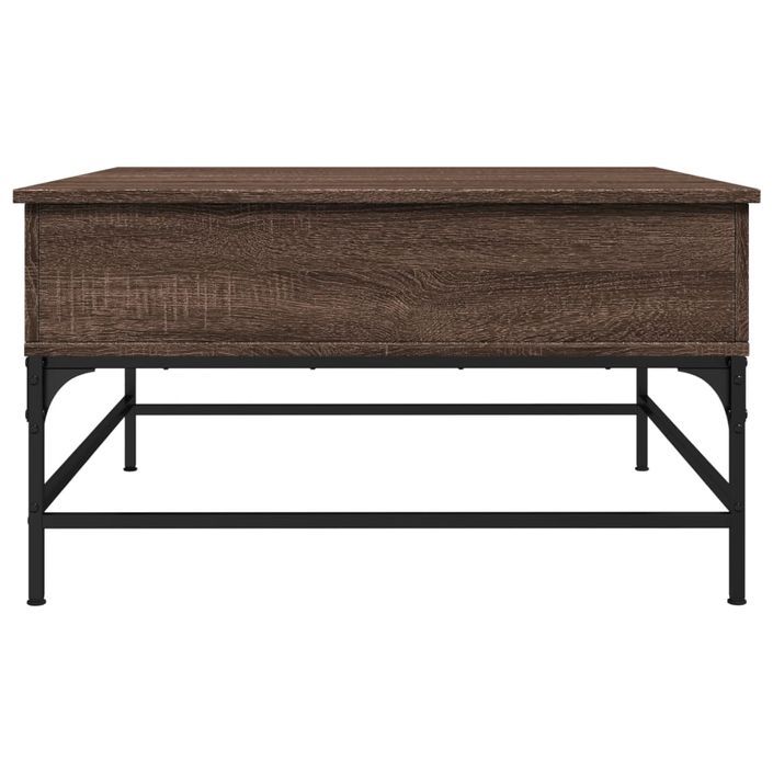 Table basse chêne marron 80x80x45 cm bois d'ingénierie et métal - Photo n°6