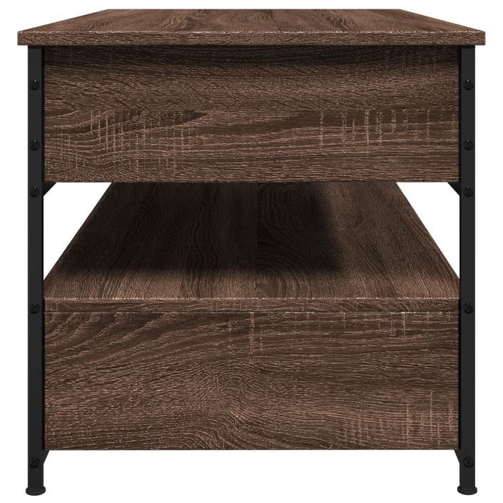 Table basse chêne marron 85x50x50 cm bois d'ingénierie et métal - Photo n°6