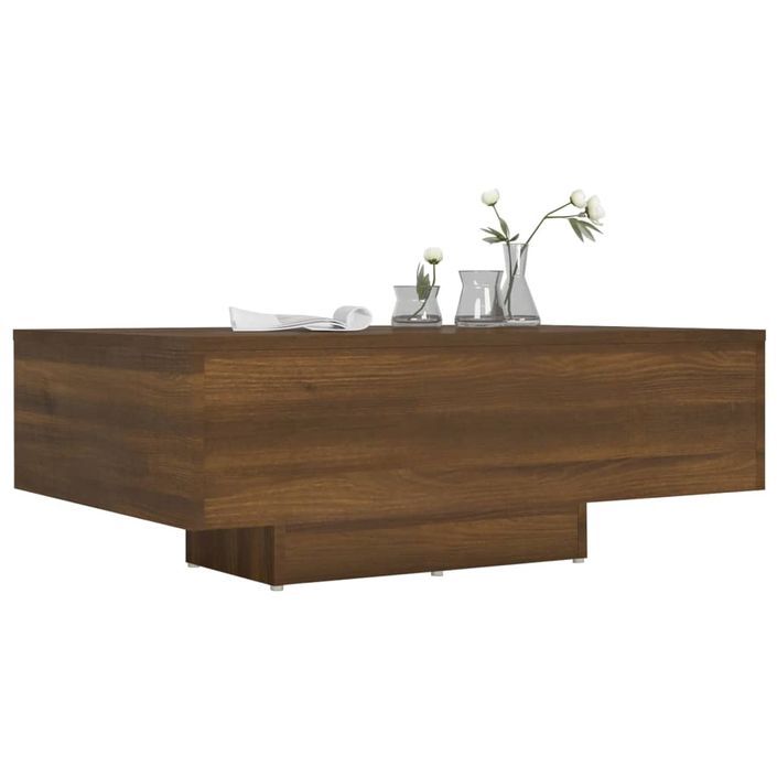 Table basse Chêne marron 85x55x31 cm Bois d'ingénierie - Photo n°4