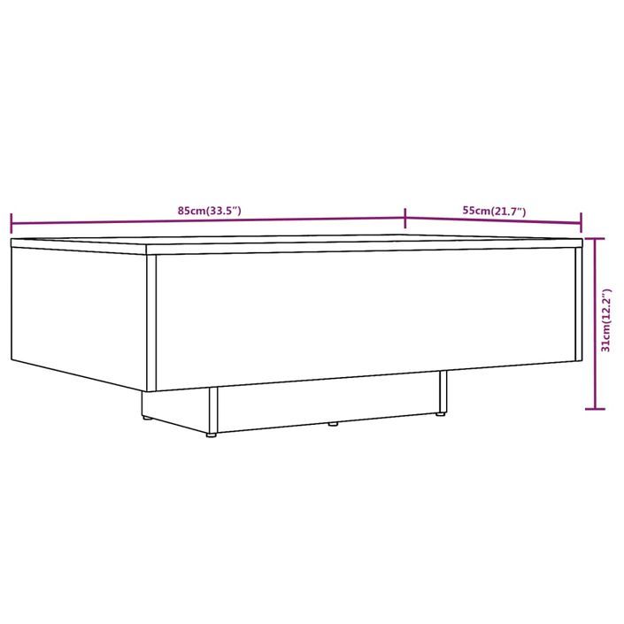 Table basse Chêne marron 85x55x31 cm Bois d'ingénierie - Photo n°7