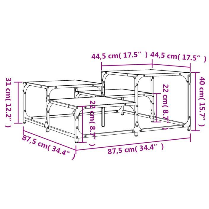 Table basse chêne marron 87,5x87,5x40 cm bois d'ingénierie - Photo n°9