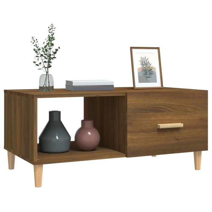 Table basse Chêne marron 89,5x50x40 cm Bois d'ingénierie - Photo n°5