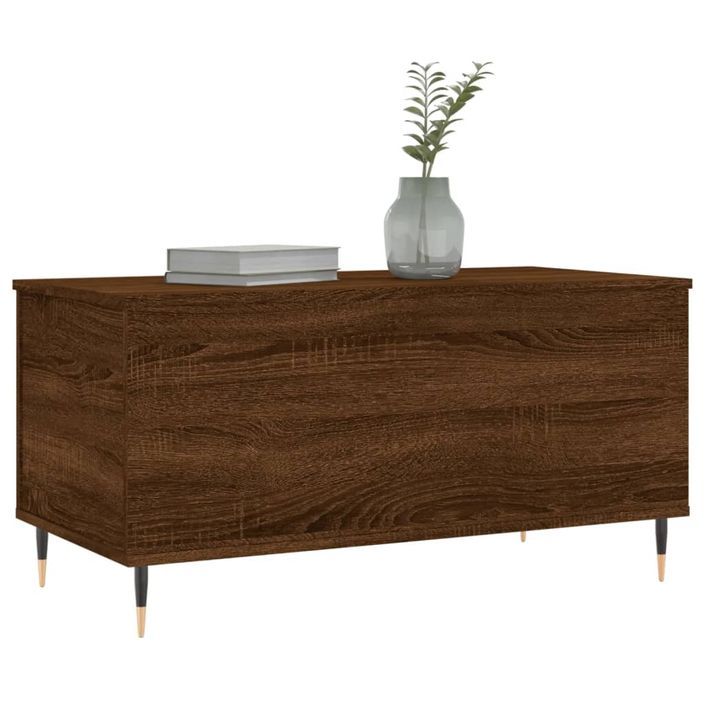 Table basse Chêne marron 90x44,5x45 cm Bois d'ingénierie - Photo n°4