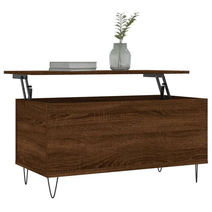 Table basse Chêne marron 90x44,5x45 cm Bois d'ingénierie - Photo n°3