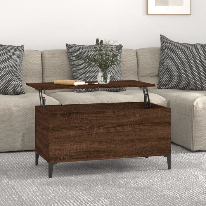 Table basse Chêne marron 90x44,5x45 cm Bois d'ingénierie - Photo n°2