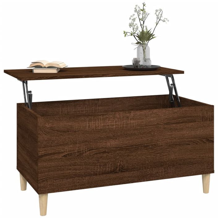 Table basse Chêne marron 90x44,5x45 cm Bois d'ingénierie - Photo n°5