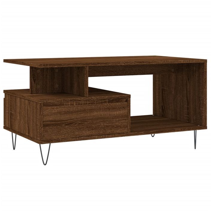 Table basse Chêne marron 90x49x45 cm Bois d'ingénierie - Photo n°8