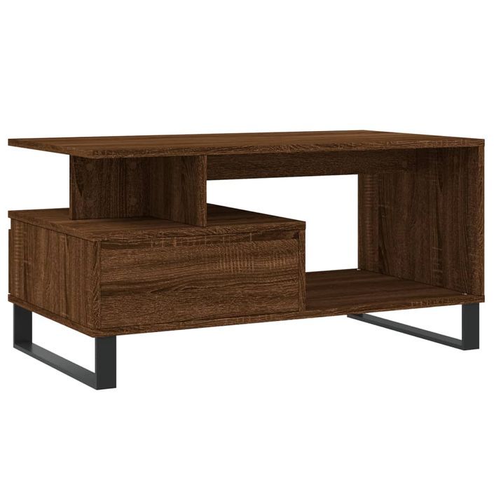 Table basse Chêne marron 90x49x45 cm Bois d'ingénierie - Photo n°8