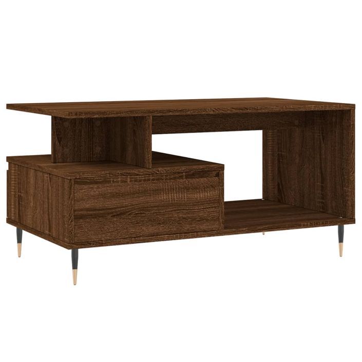 Table basse Chêne marron 90x49x45 cm Bois d'ingénierie - Photo n°8