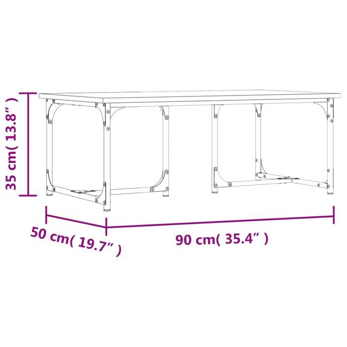 Table basse Chêne marron 90x50x35 cm Bois d'ingénierie - Photo n°8