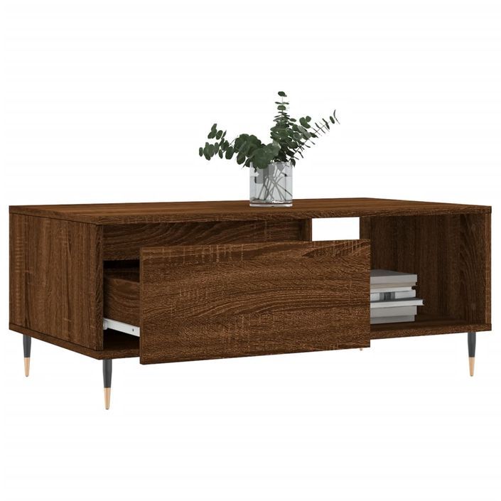 Table basse Chêne marron 90x50x36,5 cm Bois d'ingénierie - Photo n°4