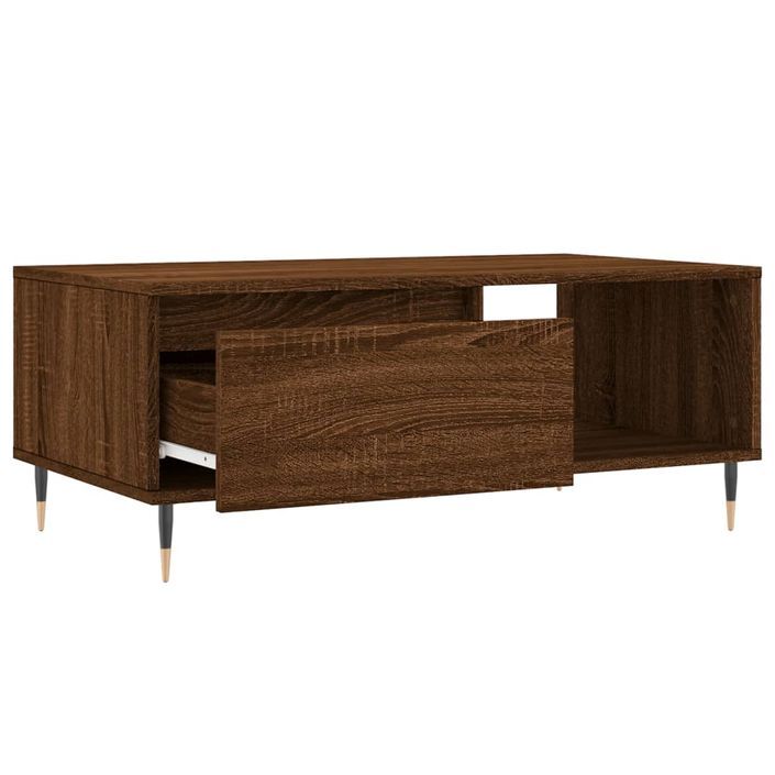 Table basse Chêne marron 90x50x36,5 cm Bois d'ingénierie - Photo n°6