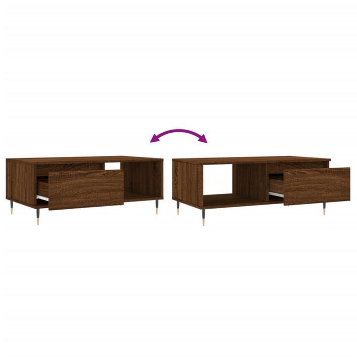 Table basse Chêne marron 90x50x36,5 cm Bois d'ingénierie - Photo n°9