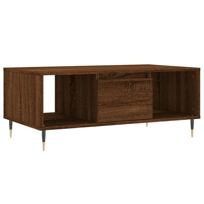 Table basse Chêne marron 90x50x36,5 cm Bois d'ingénierie - Photo n°1