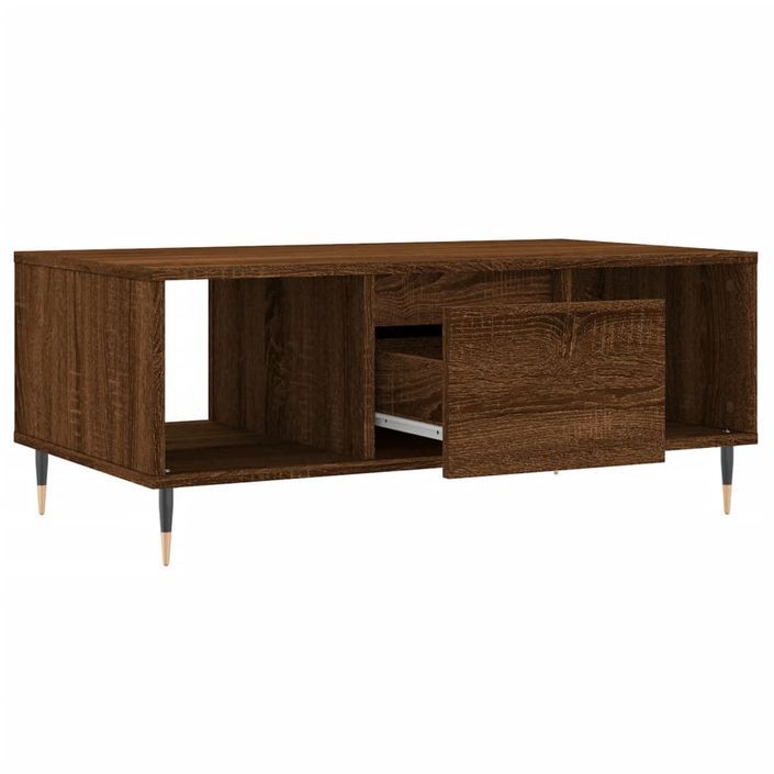 Table basse Chêne marron 90x50x36,5 cm Bois d'ingénierie - Photo n°6