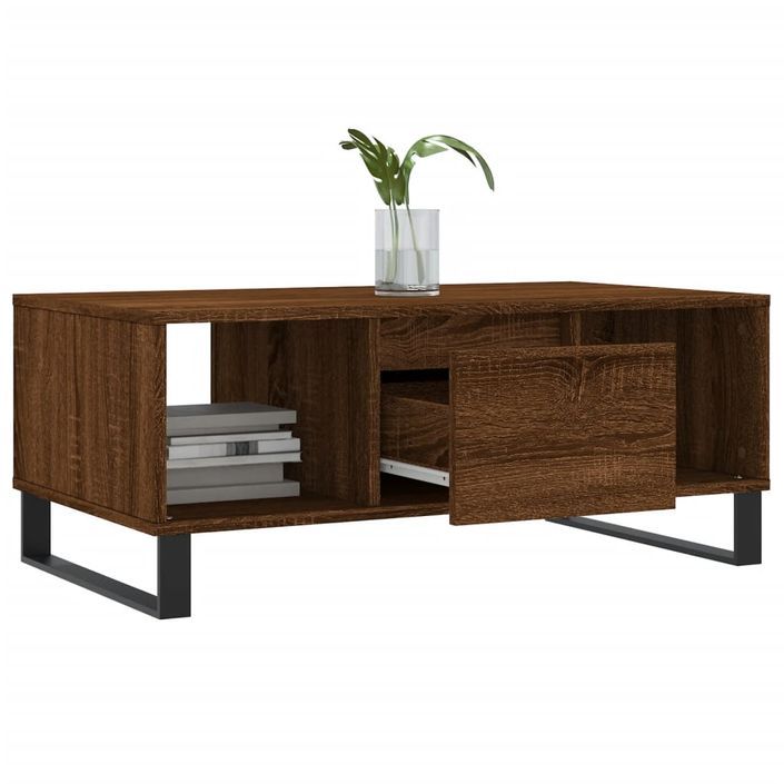 Table basse Chêne marron 90x50x36,5 cm Bois d'ingénierie - Photo n°4