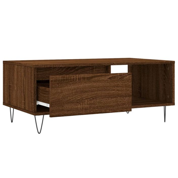 Table basse Chêne marron 90x50x36,5 cm Bois d'ingénierie - Photo n°5