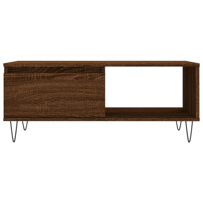 Table basse Chêne marron 90x50x36,5 cm Bois d'ingénierie - Photo n°6