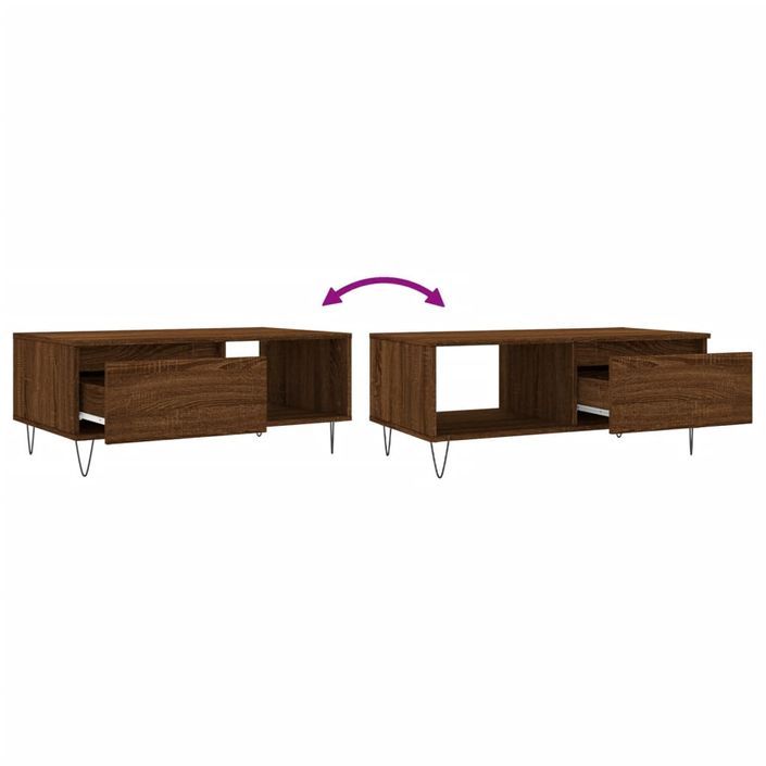 Table basse Chêne marron 90x50x36,5 cm Bois d'ingénierie - Photo n°9