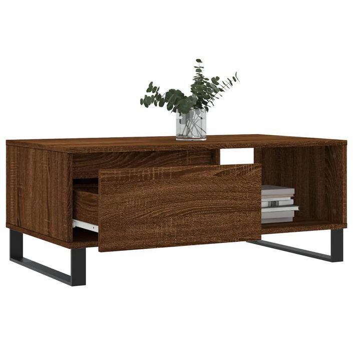 Table basse Chêne marron 90x50x36,5 cm Bois d'ingénierie - Photo n°4