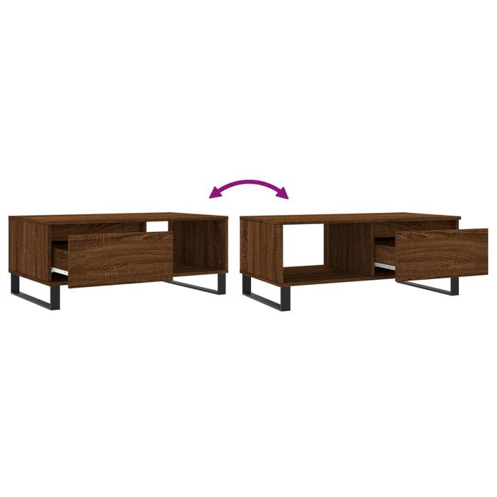 Table basse Chêne marron 90x50x36,5 cm Bois d'ingénierie - Photo n°9