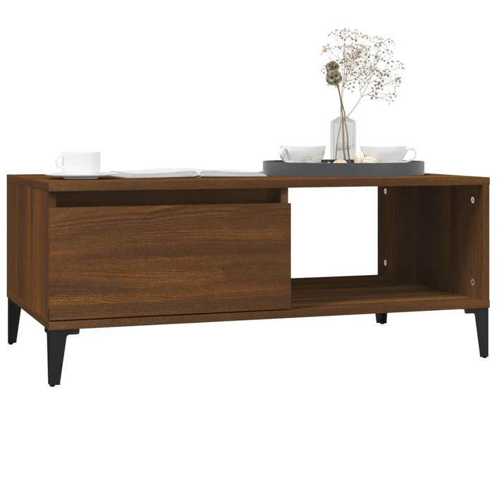 Table basse Chêne marron 90x50x36,5 cm Bois d'ingénierie - Photo n°4