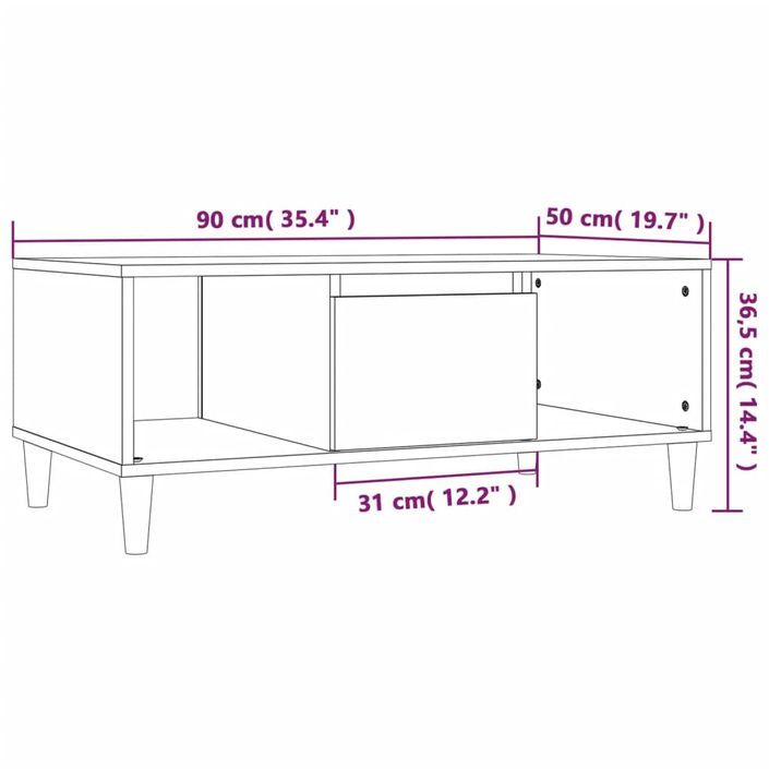 Table basse Chêne marron 90x50x36,5 cm Bois d'ingénierie - Photo n°10