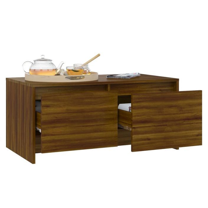 Table basse Chêne marron 90x50x41,5 cm Bois d'ingénierie - Photo n°4