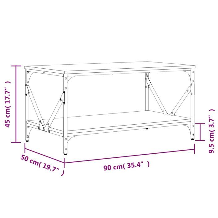 Table basse chêne marron 90x50x45 cm bois d'ingénierie - Photo n°9