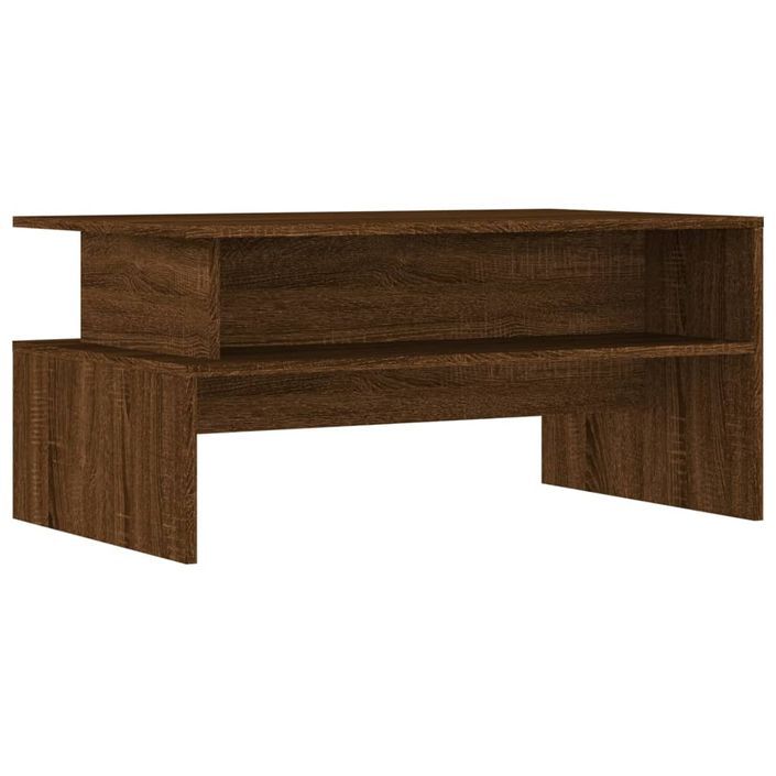 Table basse chêne marron 90x55x42,5 cm bois d'ingénierie - Photo n°1