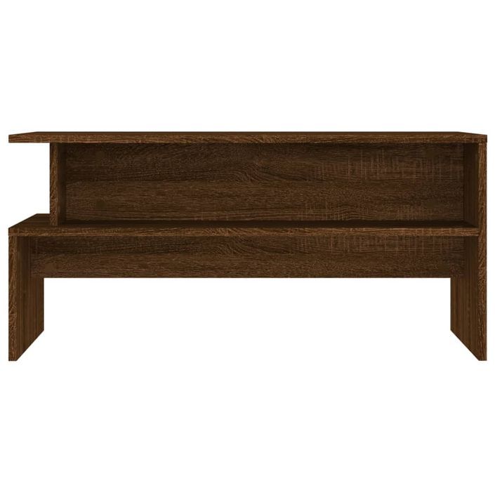Table basse chêne marron 90x55x42,5 cm bois d'ingénierie - Photo n°4