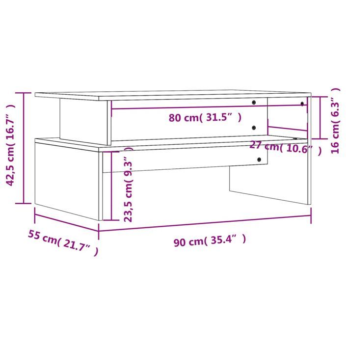 Table basse chêne marron 90x55x42,5 cm bois d'ingénierie - Photo n°9