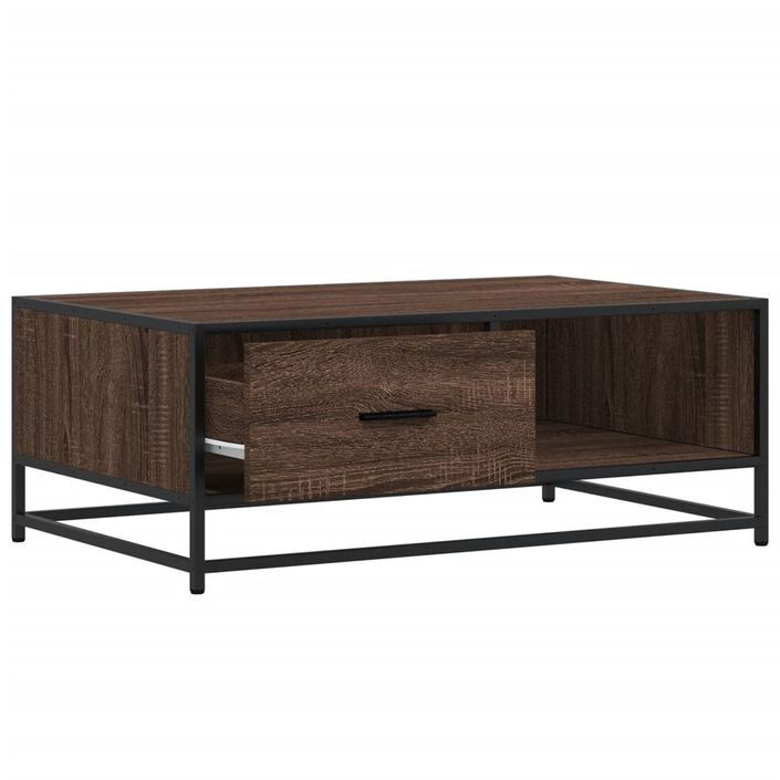 Table basse chêne marron 90x57x35 cm bois d'ingénierie et métal - Photo n°8