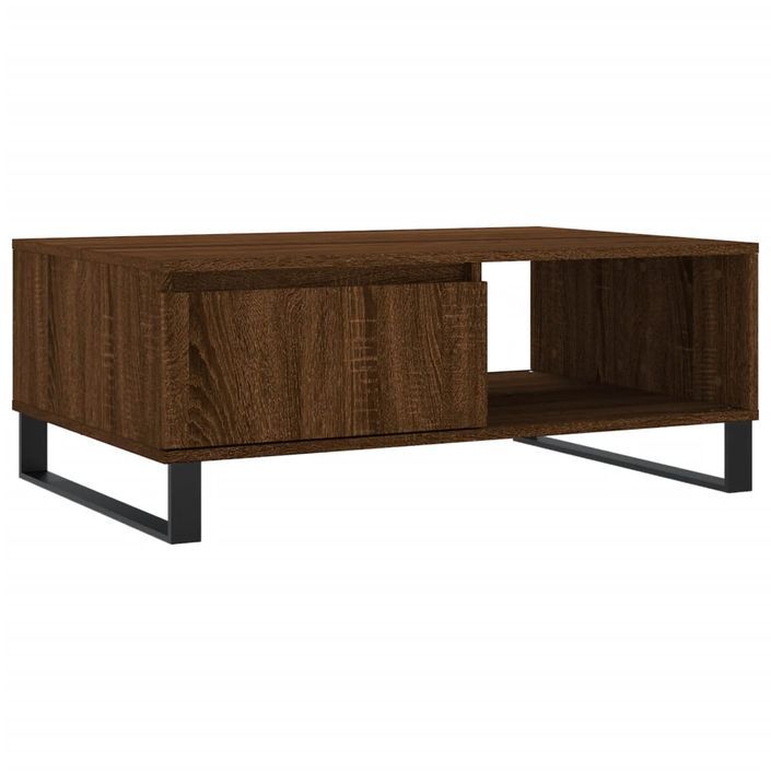 Table basse chêne marron 90x60x35 cm bois d'ingénierie - Photo n°2