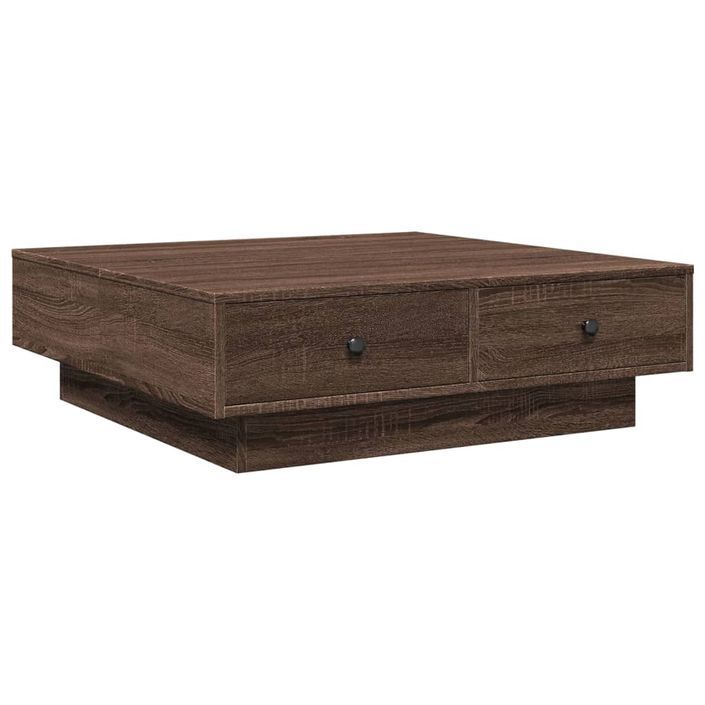 Table basse Chêne marron 90x90x28 cm Bois d'ingénierie - Photo n°2