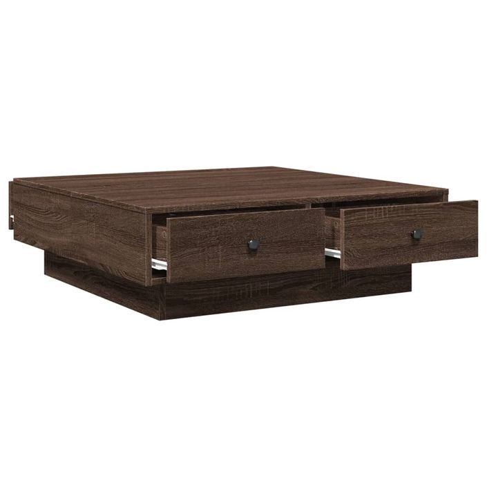 Table basse Chêne marron 90x90x28 cm Bois d'ingénierie - Photo n°7