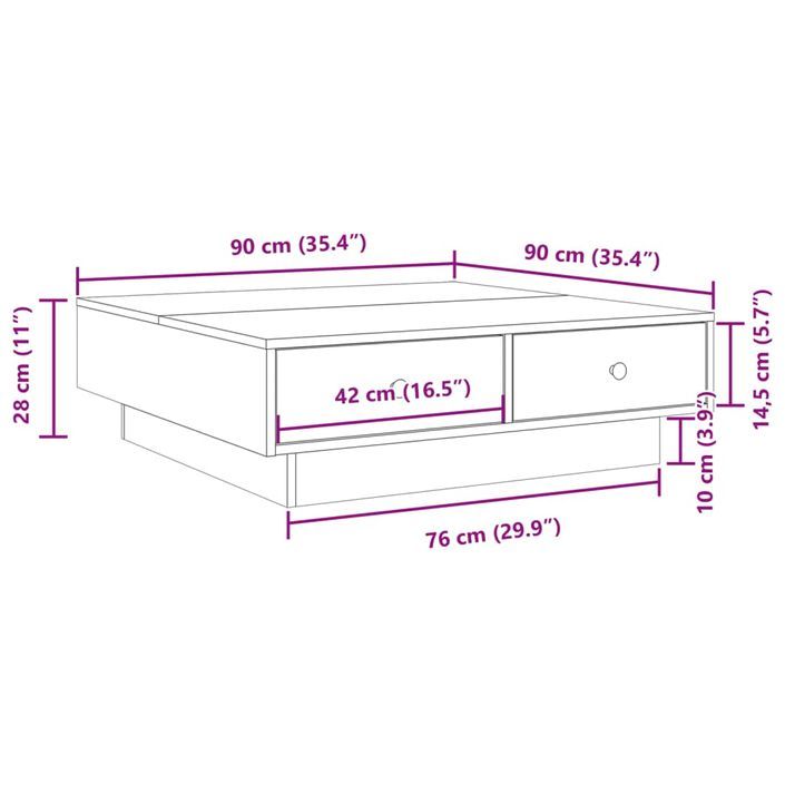 Table basse Chêne marron 90x90x28 cm Bois d'ingénierie - Photo n°10