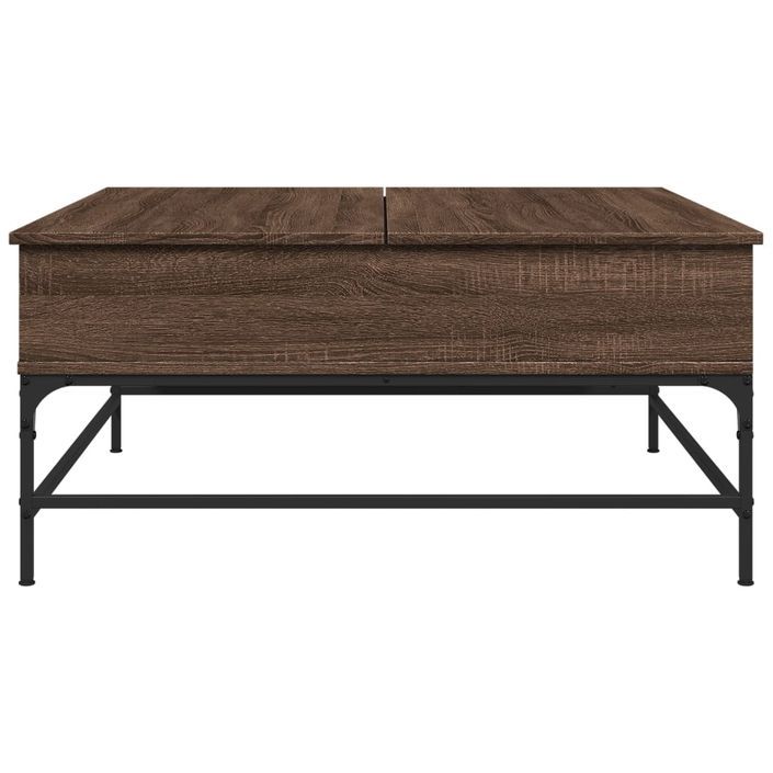 Table basse chêne marron 95x95x45 cm bois d'ingénierie et métal - Photo n°5