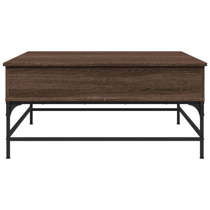 Table basse chêne marron 95x95x45 cm bois d'ingénierie et métal - Photo n°6