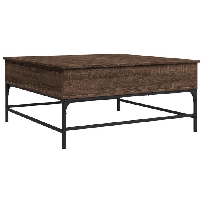 Table basse chêne marron 95x95x45 cm bois d'ingénierie et métal - Photo n°7