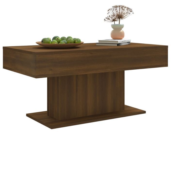 Table basse Chêne marron 96x50x45 cm Bois d'ingénierie - Photo n°4