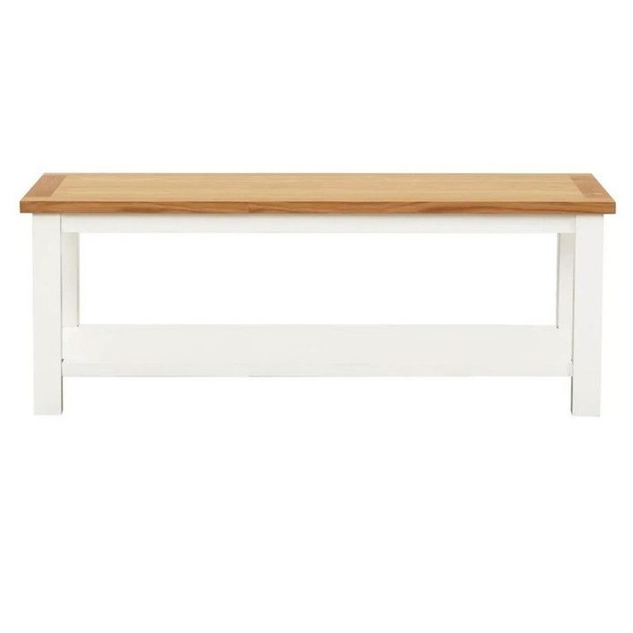 Table basse chêne massif clair et pieds acacia blanc Byur 110 cm - Photo n°2