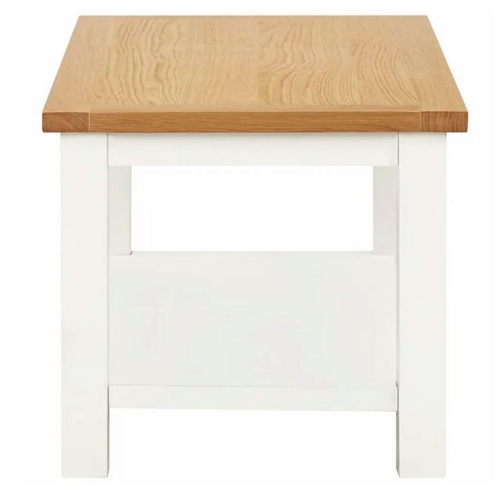 Table basse chêne massif clair et pieds acacia blanc Byur 110 cm - Photo n°3