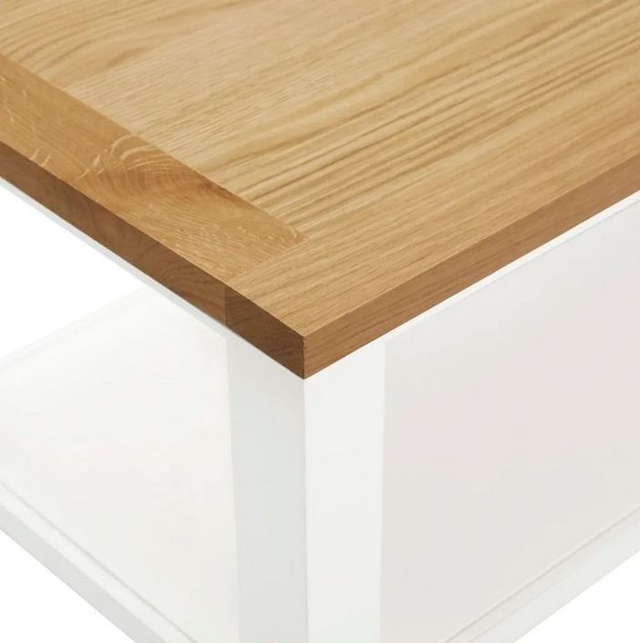 Table basse chêne massif clair et pieds acacia blanc Byur 110 cm - Photo n°5
