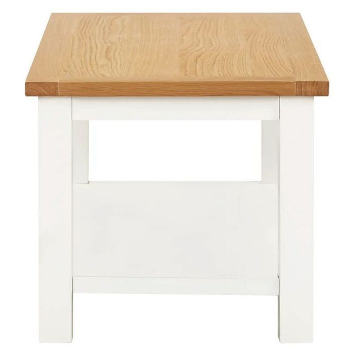 Table basse chêne massif clair et pieds acacia blanc Byur 90 cm - Photo n°3
