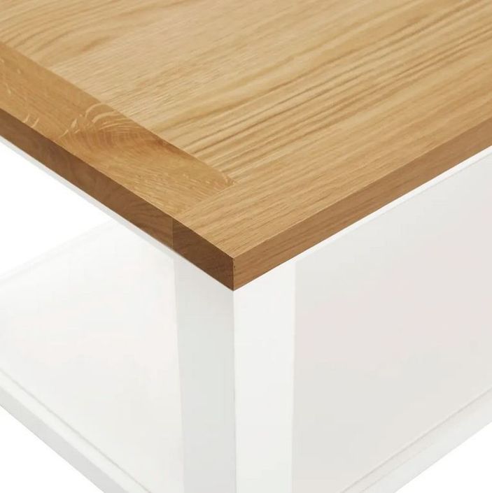 Table basse chêne massif clair et pieds acacia blanc Byur 90 cm - Photo n°5