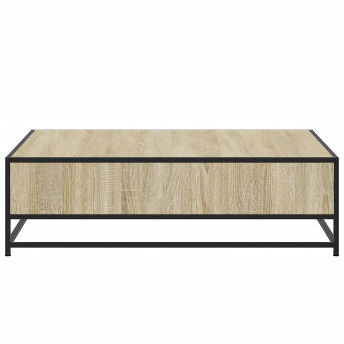 Table basse chêne sonoma 100x100x30 cm bois d'ingénierie/métal - Photo n°6